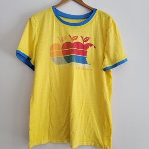 Disney "Jist One Bite" Apple Yellow Blue Ringer Tee XL